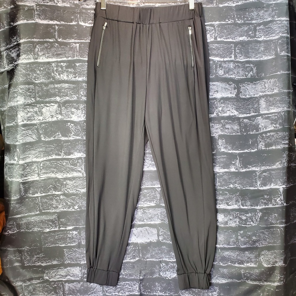 Bagatelle Collection Joggers Pants Womens Small Black Zip Pockets Stretch Silky